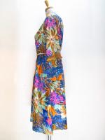 花柄シャツ(ブルーxパープルxブラウンxターコイズxオレンジ)