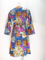 花柄シャツ(ブルーxパープルxブラウンxターコイズxオレンジ)