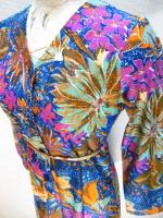 花柄シャツ(ブルーxパープルxブラウンxターコイズxオレンジ)