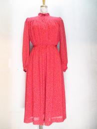 小花柄ワンピース(レッドxライトブルー&ホワイト&グリーン)