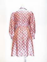 チェック柄ワンピース(ホワイトxレッドxオレンジxブラック)