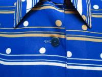 ボーダー&ドット柄ワンピース(ブルーxオフホワイト&キャメル)