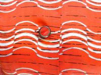 幾何学ボーダー柄ワンピース(オレンジxホワイト&ブラック&ベージュ)