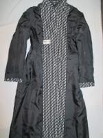 幾何学柄コートワンピース(ブラックxホワイト)