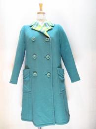 無地&チェック柄コート(グリーンxライトグリーン&イエロー&ピンク)