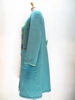 無地&チェック柄コート(グリーンxライトグリーン&イエロー&ピンク)