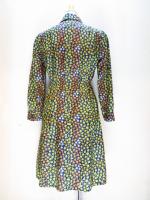 小花柄ワンピース(ネイビーxオレンジ&イエロー&ホワイト&グリーン)