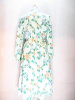 花柄ワンピース(パステルグリーンxオレンジ&ライトブルー&グリーン)