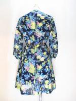 花柄ワンピース(ネイビーxライトブルー&ピンク&イエロー&グリーン)