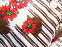 斜めボーダー&花柄ワンピース(クリームxブラウン&レッド)