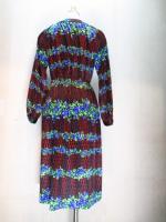 水玉&花柄ワンピース(ブラックxレッド&ブルー&グリーン)