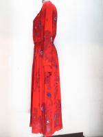 クジャク&ペイズリー柄ワンピース(レッド)