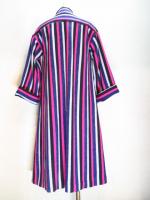 ストライプ柄コート(ピンクxネイビーxグレーxブラック)