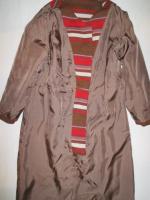 ボーダー柄ワンピース(ブラウンxレッドxベージュxパープル)