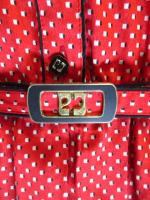 四角柄ワンピース(レッドxホワイト&ブラック)