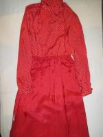 四角柄ワンピース(レッドxホワイト&ブラック)