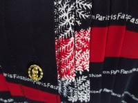 リーフ&英字柄ワンピース(ブラックxレッド&ホワイト)